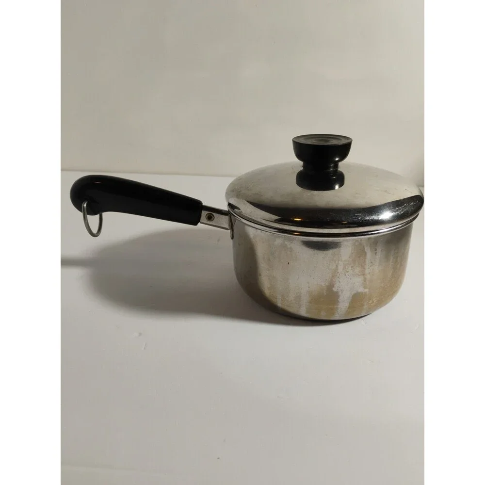 Vintage Revere Ware 1801 1 Qt Saucepan Pot Lid Made in USA Clinton IL Stainless